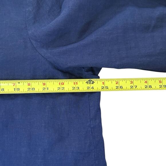 Eileen Fisher Navy Blue 100% Irish Linen Long Sleeve Button Up Shirt Womens XL - Picture 11 of 12